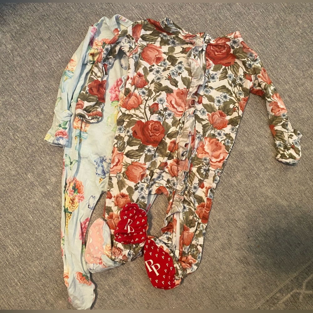 2 newborn, posh peanut, pajama footies